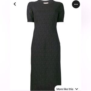Auth Black Fendi Knit Midi Dress w/ FF Logo
